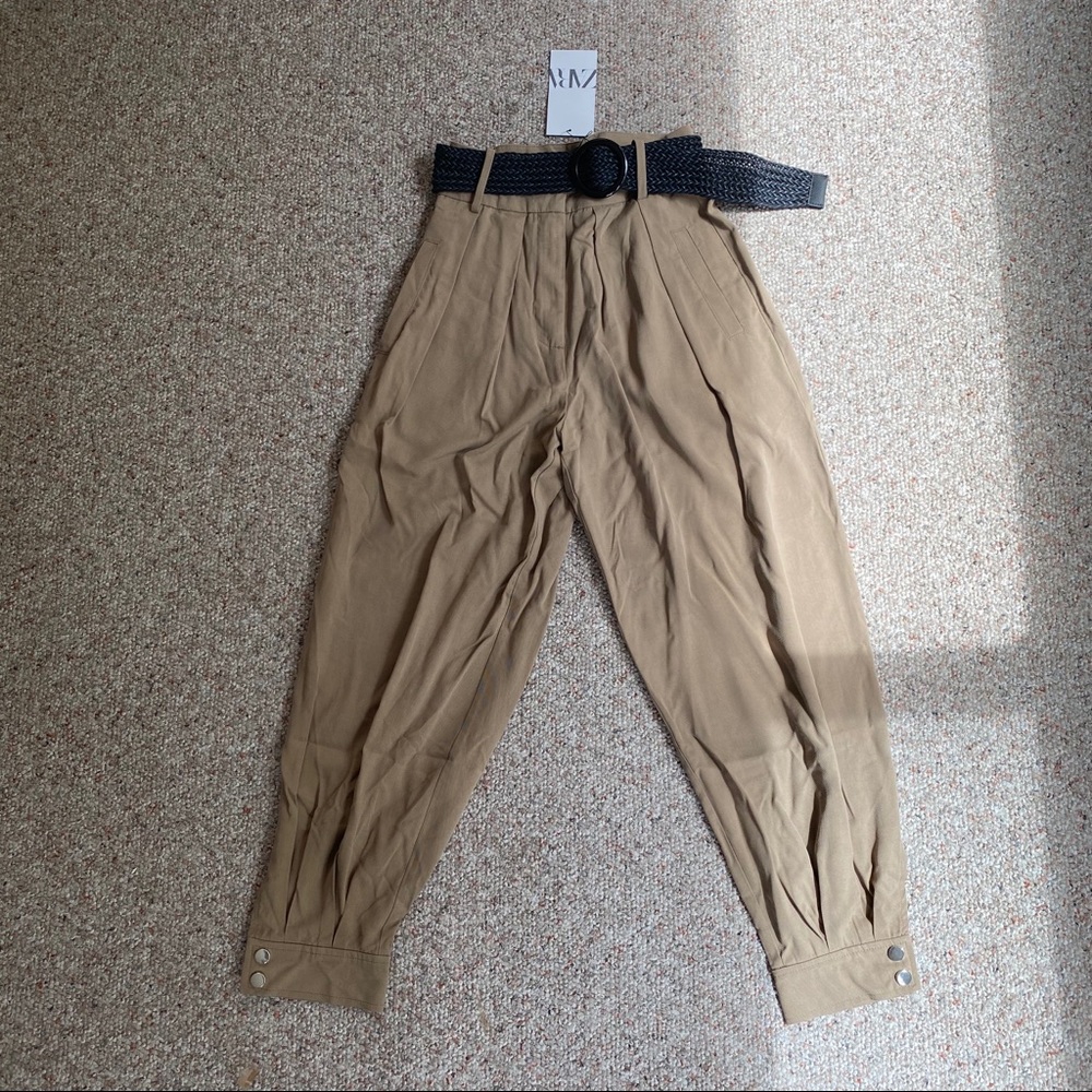 Zara Belted Pleated Pants - Picture 4 of 8